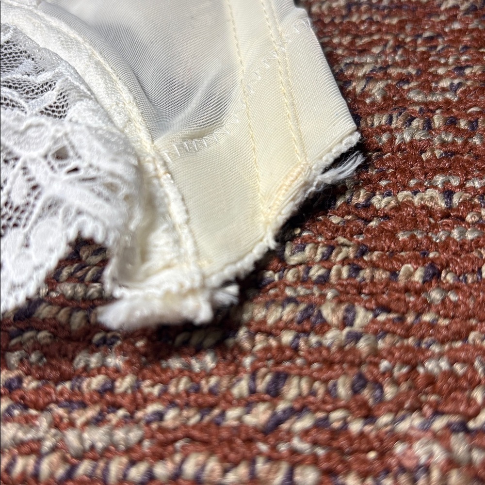 Fleur De Lace cream eyelet lace bustier sheer delicate lace vintage bra 36A - Picture 10 of 16